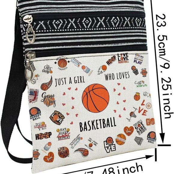 Basketball Messenger Bag Ethnic Pattern Lightweight Small Adjustable Strap - Picture 2 of 7